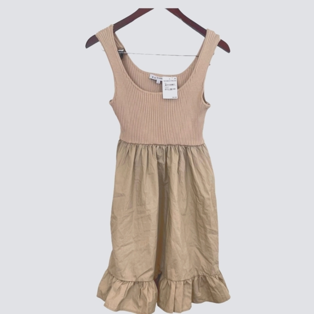 En Saison Pink Mixed Media Scoop Neck Mini Dress Size Medium NWT - Picture 3 of 10